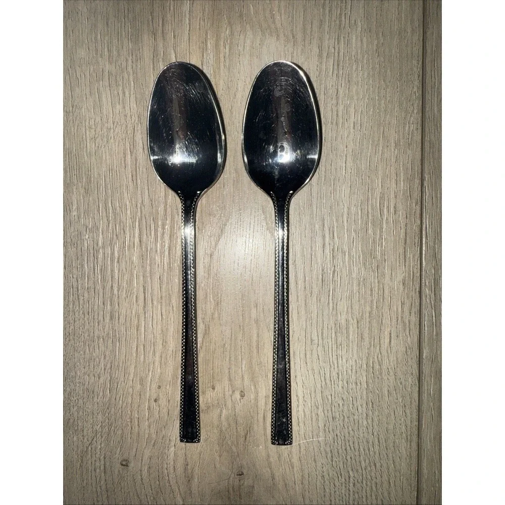 2 PCs Oneida SAVORY Stainless 18/10‎ Oval Place Spoons Silverware Flatware